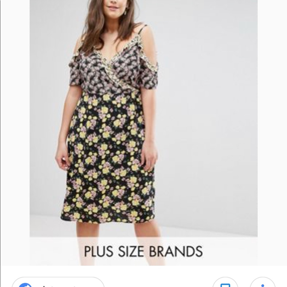 Lovely NewLook cold shoulder floral wrap dress NWT